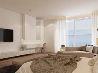 Новые виллы прямо на пляже в жилом комплексе с портом, торговой зоной и спорткомплексом, Айя-Напа, Фамагуста, Кипр