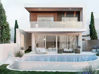 Элитные виллы на берегу моря с бассейнами и садами, Хлорака, Кипр