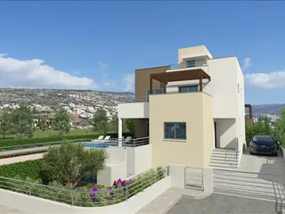 Вилла с бассейном и панорамным видом рядом с морем, Пафос, Кипр