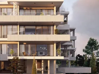 Малоэтажный жилой комплекс с бассейном и тренажёрным залом, с видом на море и город, Пантеа, Лимассол, Кипр