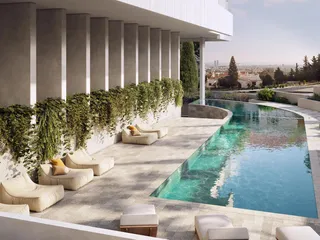 Малоэтажный жилой комплекс с бассейном и тренажёрным залом, с видом на море и город, Пантеа, Лимассол, Кипр