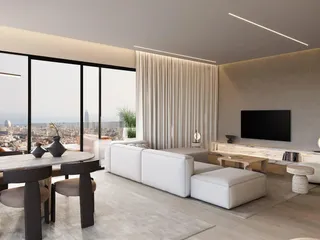 Малоэтажный жилой комплекс с бассейном и тренажёрным залом, с видом на море и город, Пантеа, Лимассол, Кипр