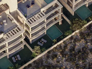 Жилой комплекс с садом и видом на город, море и бассейн, Паралимни, Кипр