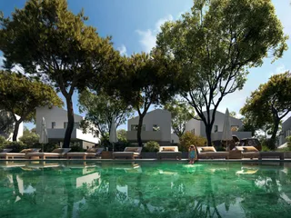 Большой закрытый комплекс вилл с бассейнами в 300 метрах от пляжей, Ороклини, Ларнака, Кипр