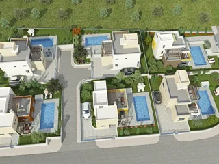 Комплекс вилл с бассейнами и панорамным видом на море, Пейя, Кипр