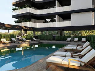 Современная закрытая резиденция с бассейном в 650 метрах от пляжа, Гермасойя, Кипр