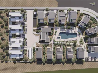 Новый закрытый комплекс вилл с бассейном и садами в 250 метрах от пляжа, Героскипу, Кипр