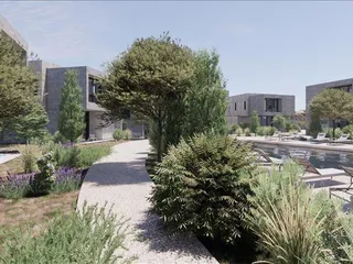 Новый закрытый комплекс вилл с бассейном и садами в 250 метрах от пляжа, Героскипу, Кипр