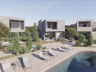 Новый закрытый комплекс вилл с бассейном и садами в 250 метрах от пляжа, Героскипу, Кипр