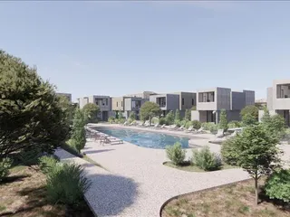 Новый закрытый комплекс вилл с бассейном и садами в 250 метрах от пляжа, Героскипу, Кипр