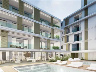 Новая резиденция с бассейнами, рестораном и коворкингом в туристическом районе Пафоса, Кипр