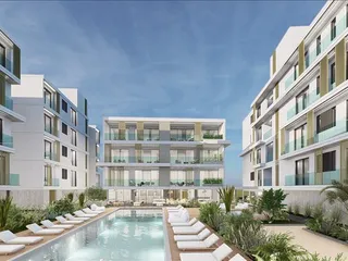 Новая резиденция с бассейнами, рестораном и коворкингом в туристическом районе Пафоса, Кипр