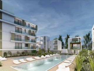 Новая резиденция с бассейнами, рестораном и коворкингом в туристическом районе Пафоса, Кипр