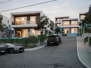 Современный жилой комплекс вилл с бассейнами и парковками в Пейе, Пафос, Кипр