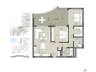 Двуспальная новая квартира с большой верандой в 600 м от пляжа, Като Пафос, Кипр