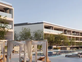 Двуспальная новая квартира с большой верандой в 600 м от пляжа, Като Пафос, Кипр