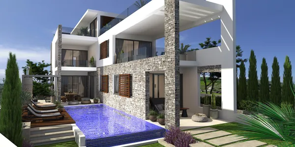 Элитные виллы на берегу моря с бассейнами и садами на крыше, Кисонерга, Кипр