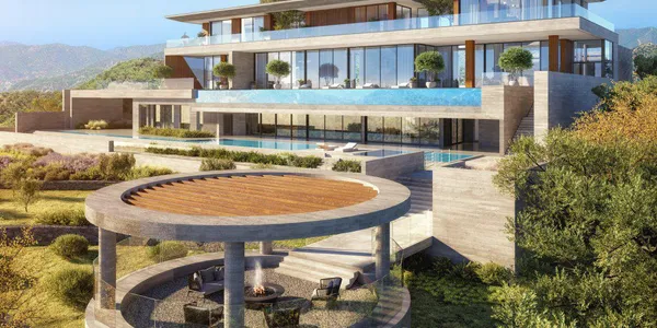 Виллы с садами, террасами и бассейнами, с видом на море, в живописном городке Агиос Тихонас, Лимассол, Кипр