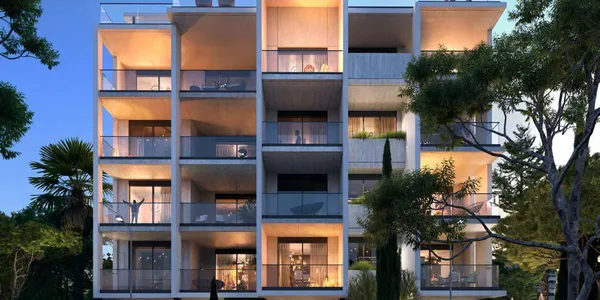 Новый жилой комплекс с бассейном и садами в 700 метрах от пляжа, Гермасойя, Кипр