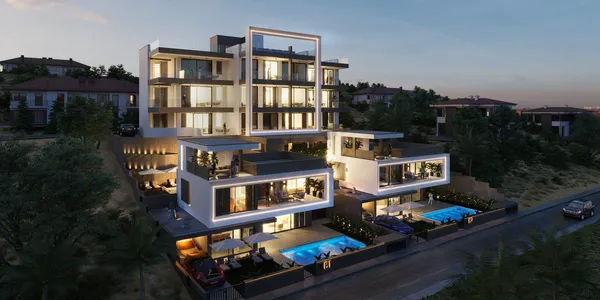 Современная резиденция с бассейном и панорамным видом на море, Агиос Афанасиос, Кипр