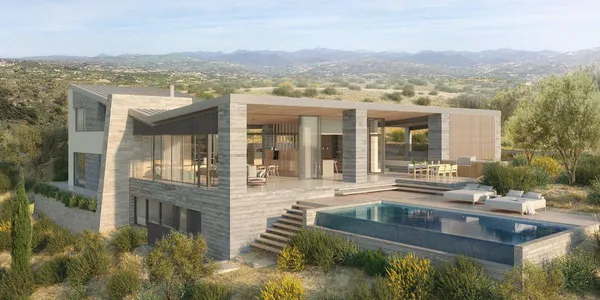 Новый комплекс вилл с панорамным видом в большой резиденции с полем для гольфа, спа-центром и клубом верховой езды, Пафос, Кипр