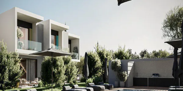 Таунхаусы в новой резиденции с бассейном и тренажерным залом в 450 метрах от моря, Пафос, Кипр