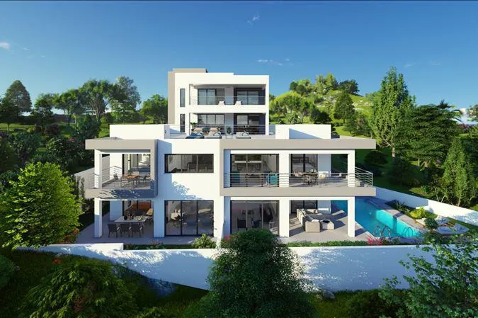 Резиденция с видом на море в спокойном районе, Меса Хорио, Пафос, Кипр