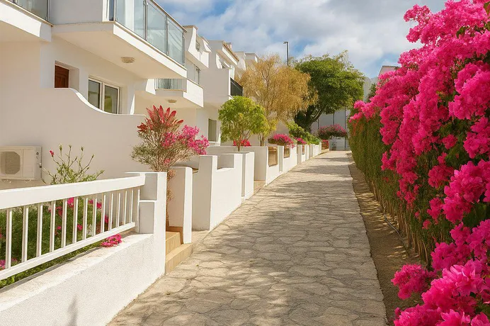 Комплекс таунхаусов с садом и бассейном в 300 метрах от моря, Пафос, Кипр