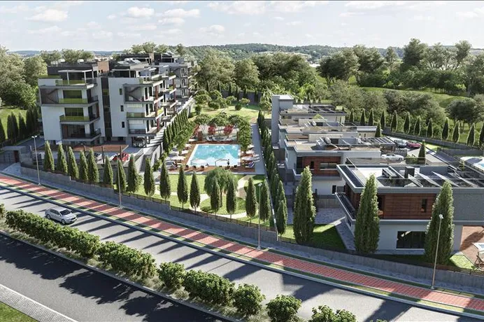 Новый закрытый комплекс вилл и апартаментов с бассейном и зелеными зонами недалеко от пляжа, Мутайяка, Кипр