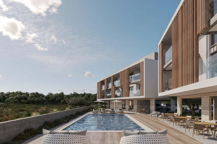 Новая малоэтажная резиденция с бассейном и садами рядом с пляжем и центром Пафоса, Кипр