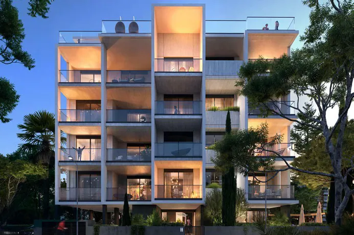 Новый жилой комплекс с бассейном и садами в 700 метрах от пляжа, Гермасойя, Кипр