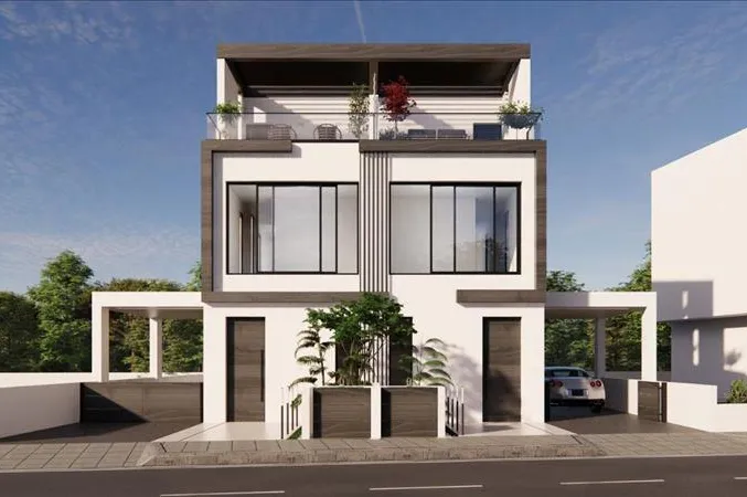 Новый комплекс из двух таунхаусов с садами недалеко от моря, Ливадия, Кипр