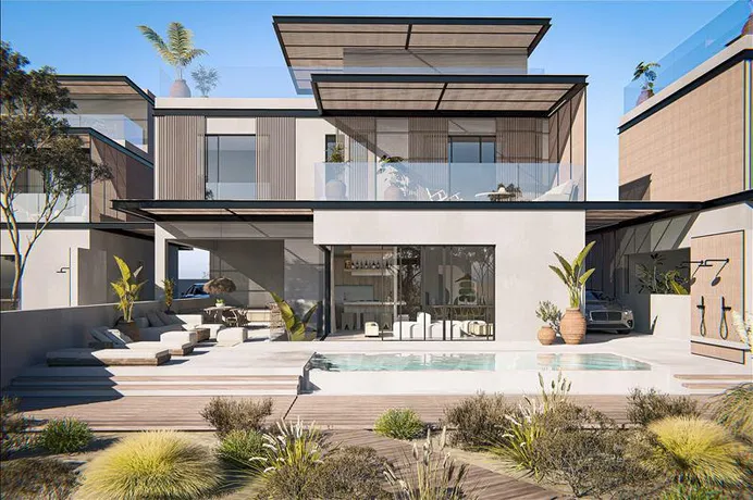 Виллы с бассейнами в новом жилом комплексе с прямым выходом на пляж, Протарас, Кипр