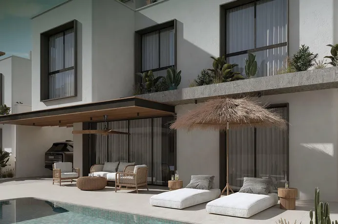 Новый комплекс вилл с бассейнами и садами в 5 минутах от пляжа Нисси, Айя-Напа, Кипр