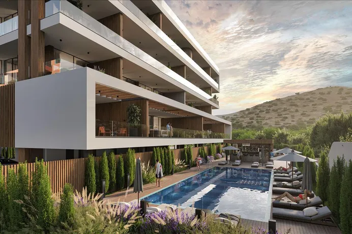 Новая резиденция с бассейном, садом и детской площадкой в 7 минутах от пляжа, Гермасогейя, Кипр