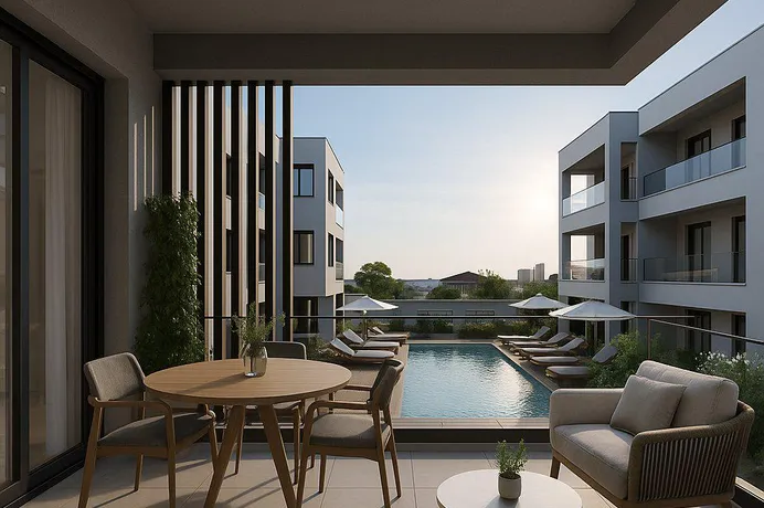 Закрытая резиденция с бассейном и садами рядом с пляжами и центром Ларнаки, Ливадия, Кипр